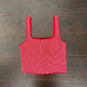 Forever 21 Red & White Striped Cropped Tank